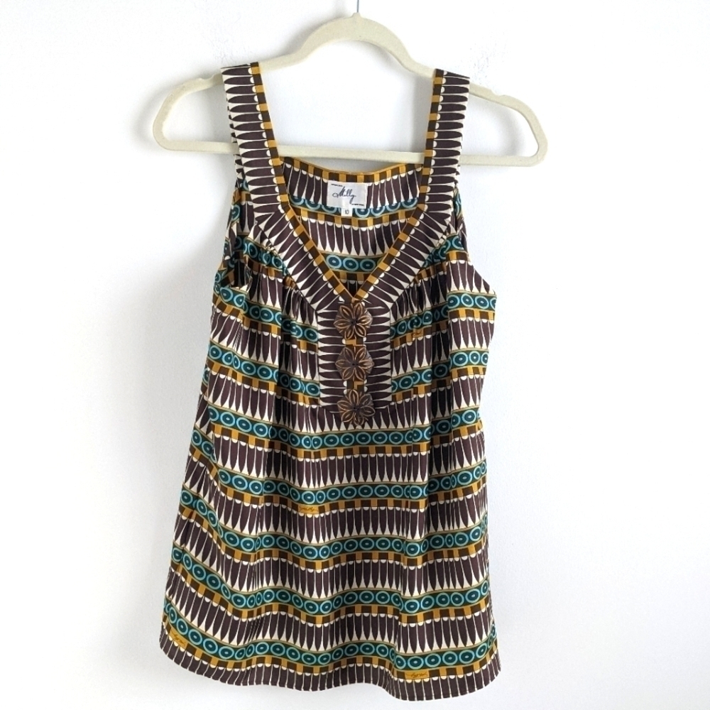 MILLY of New York Silk Sleeveless Blouse Tank Top with Wood Buttons 10